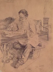 Lev Nikolaevich Tolstoy（1828-1910）at Work、1891